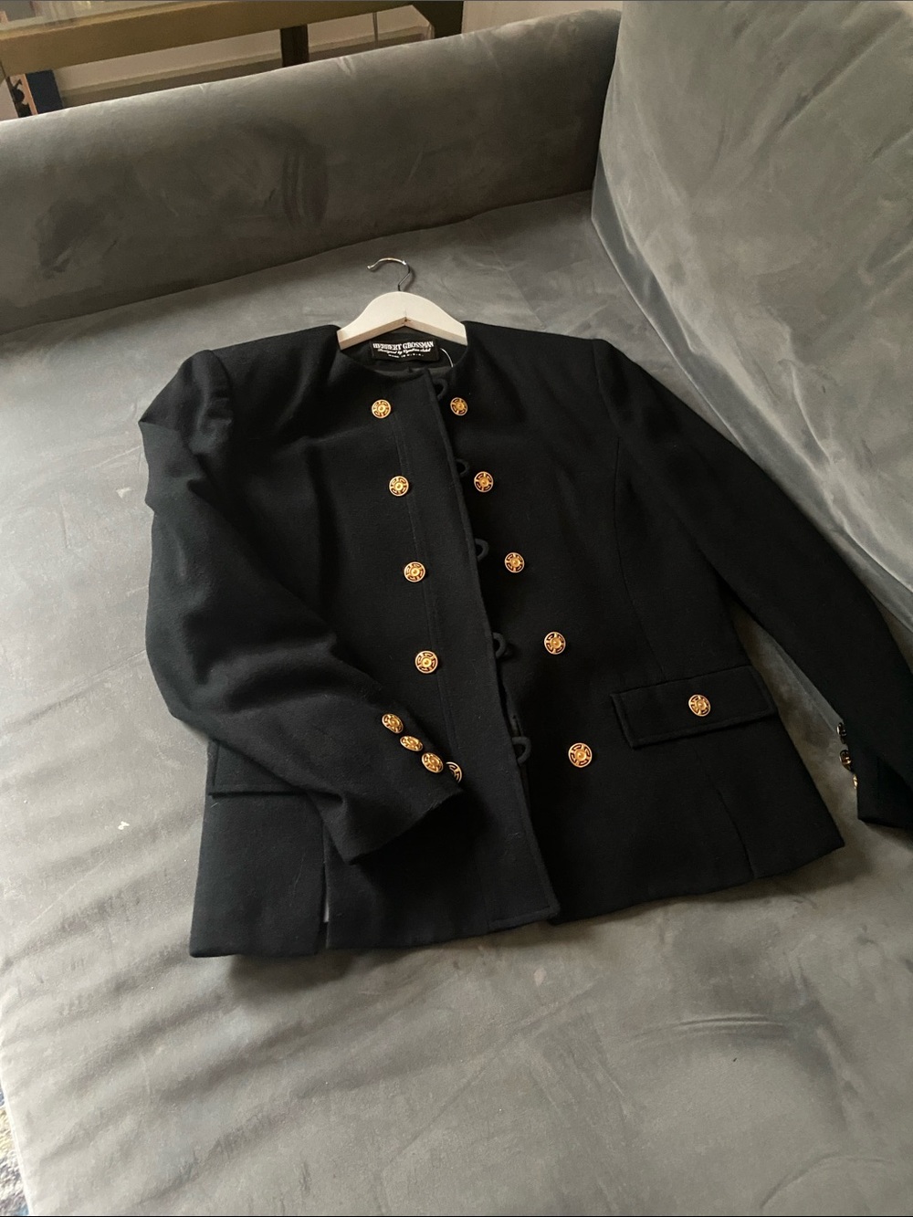 Vintage Herbert Grossman Wool Black Double-Breasted Blazer made in USA